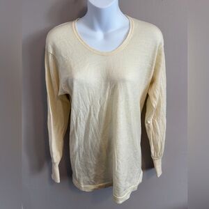 Vintage Le Grande by Space Cream Pure New Wool Base Layer Top Size 90CM